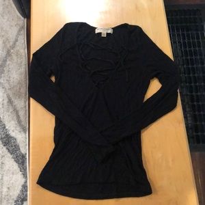 Black tie-up long sleeve